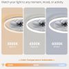 windphoto 23" Low Profile Ceiling Fans with Lights, APP & Remote, Grey | Flush Mount, Dimmable LED, Quiet DC Motor, Reversible, 6 Speeds, Fandelier, for Bedroom