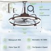 windphoto 24" Waterproof Brown Outdoor Ceiling Fan with Light for Gazebo | IP65 Wet Rated,APP Control,6-Speeds,3CCT Dimmable,Reverse DC Motor,Suitable for 12' x 14' Area,Plug In for Patio,Porch