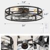 windphoto 26" Black Caged Low Profile Ceiling Fan with Light and Remote | Flush Mount, Bladeless Enclosed Fandelier, 6 Speed, Quiet Powerful DC, Rustic,Farmhouse, Large, Bedroom, Kitchen, Indoor