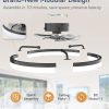 windphoto 23" Low Profile Ceiling Fans with Lights, APP & Remote, Black | Flush Mount, Dimmable LED, Quiet DC Motor, Reversible, 6 Speeds, Fandelier, for Bedroom