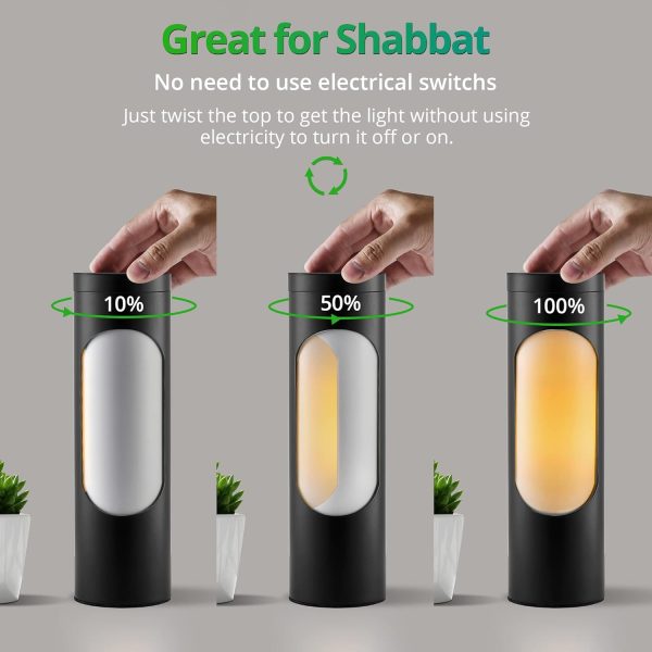 71hFXzwIpsL._AC_SL1500_.jpg windphoto Black Kosher Shabbos Table Lamp, T10 Bulb Included, 2 Pack | Shabbat Light, Nightlight Function, 400LM Brightness, 4W Eqv 40W, Warm Light, Living Room, Bedroom, Home Decor