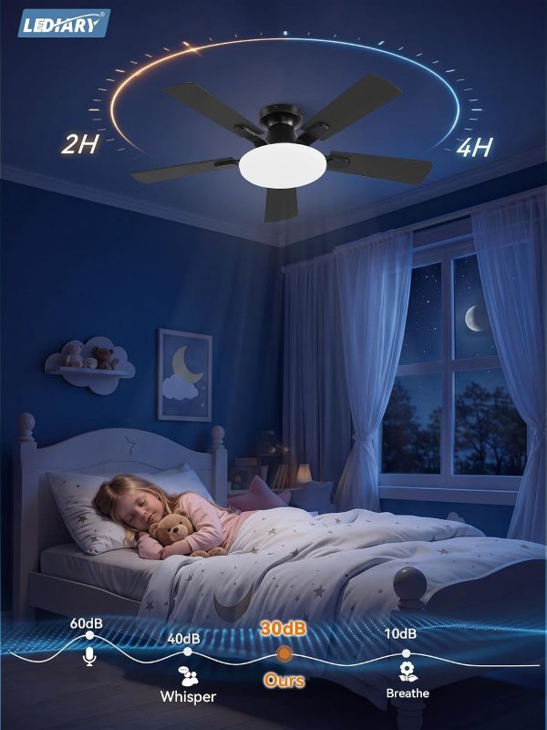 71hJ1XGaKxL._AC_SL1500_.jpg windphoto 42 Inch Flush Mount Ceiling Fans with Lights, Remote & APP Control | Bright Light, 3CCT, Dimmable, Memory Function, Timer, Reversible Blade, Quiet DC Motor, Damp-Rated, Bedroom, Covered Patio