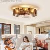 windphoto 23" Caged Low Profile Enclosed Ceiling Fan Light with Remote | Flush Mount, Bladeless Enclosed Fandelier, 6 Speed, Quiet Reversible DC, Rustic, Victorian, Rustic, Bedroom, Kitchen