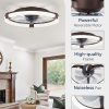 windphoto Ceiling Fan with Light 20" Low Profile Fandelier with Remote Brown | 6 Speeds, Reversible, Dimmable Flush Mount Fan Light, Modern Ceiling Fan with Lights for Bedroom Bladeless