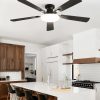 windphoto 52 Inch Flush Mount Ceiling Fans with Lights, Remote & APP Control | Bright Light, 3CCT, Memory Function, Timer, Reversible Blade, Quiet DC Motor, Damp-Rated, Living Room, Bedroom, Covered Patio