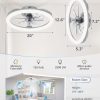 windphoto 20" Ceiling Fans with Lights and Remote for Bedroom, Grey | Low Profile Fan Light, 3000K-6000K Stepless Dimmable Fandelier, 6 Speed, Reversible DC Motor, APP & Remote Control, Low Noice
