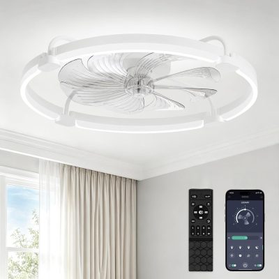 windphoto 24" Low Profile Ceiling Fans with Lights, Remote/APP Control, White | Wider Airflow, Stepless Dimmable LED, Quiet Reversible DC Motor, 6 Speeds, 3CCT, Timer, Bedroom, Living Room, Kitchen
