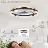 windphoto 2-Pack 24" Ceiling Fans with Lights, APP & Remote, Brown | Low Profile, Flush Mount, Fandelier, 3000K-6000K, Dimmable LED, for Bedroom