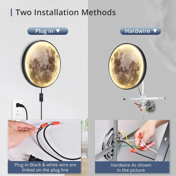 71ilY49cAL._AC_SL1500_.jpg Dimmable Moon Wall Light 31.5 inch Wall Lights with Remote Control Plug-in Modern LED Wall Light, 40W Black Wall Lamp Indoor Wallmounted Ceiling Light Fixture for Hallway Bars Cafes KTV