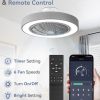 windphoto 22in Bladeless Enclosed LED Ceiling Fan Light with Remote, Grey | Flush Mount, Modern, 6 Speed Adjustable, 3000-6000K Dimmable, 3000LM, Indoor Bedroom Living Room, Remote/APP Control