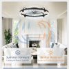 windphoto 2-Pack 24" Ceiling Fans with Lights, APP & Remote, Black | Low Profile, Flush Mount, Fandelier, 3000K-6000K, Dimmable LED, for Bedroom