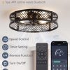 71jb9I118L._AC_SL1500_.jpg windphoto 23" Caged Ceiling Fan with Light and Remote, Large Fandalier, Black | Flush Mount Low Profile, APP Control, Bladeless Industrial Enclosed, Quiet & Powerful for Bedroom, Kitchen, Dining Room