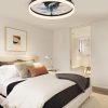 windphoto 20" Low Profile Ceiling Fans with Lights, APP & Remote, Black | Flush Mount, Dimmable LED, Quiet DC Motor, Reversible, 6 Speeds, Fandelier, for Bedroom