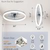 windphoto 20" Low Profile Ceiling Fans with Lights, APP & Remote, Grey | Flush Mount, Dimmable LED, Quiet DC Motor, Reversible, 6 Speeds, Fandelier, for Bedroom