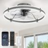 windphoto 24'' Modern Low Profile Ceiling Fans with Lights and Remote, Gray | 3000-6000K Dimmable LED, 6 Wind Speeds, Quiet Reversible DC Motor, Small Flush Mount Fandelier for Bedroom, Living Room