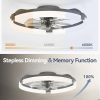 windphoto 20" Ceiling Fans with Lights, Low Profile Fandelier for Bedroom | Flush Mount Fan Light, Stepless Dimmable, App/Remote Control, 3 CCT Led, 6 Speeds, Quiet Reversible DC Motor, Grey