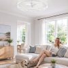 windphoto 24" Low Profile Ceiling Fans with Light and Remote, Fandelier White | Reversible Airflow, 3000-6000K Dimmable LED, 6 Speeds, DC Motor, Memory, Timer, Flush Mount, Bedroom, Living Room, Kitchen