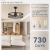 71l6WiUl0JL._AC_SL1500_.jpg windphoto 22 inch Caged Fandelier Ceiling Fan Light with Remote, Walnut | 6 Speed Adjustable,Timing, Quiet & Powerful DC, Small, Farmhouse, Industrial, Enclosed, Bladeless, Bedroom, Kitchen, Downrod