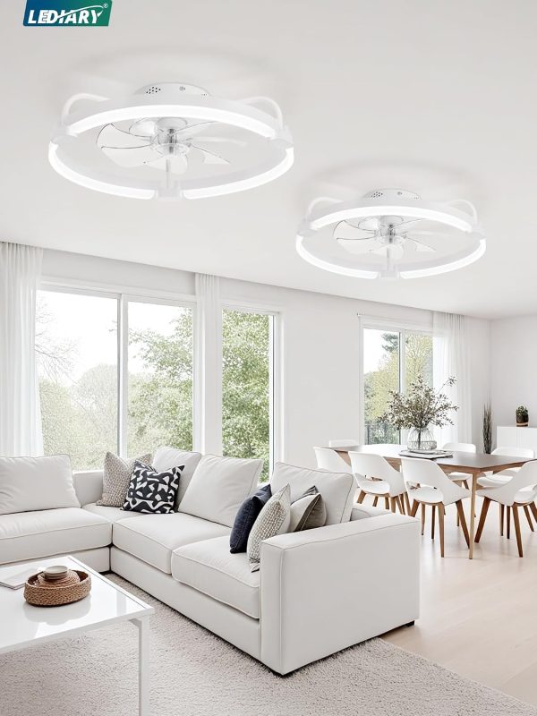 71lgFqDG29L._AC_SL1500_.jpg windphoto 2 Pack 20" Low Profile Ceiling Fans with Lights and Remote | Flush Mount, Stepless Dimmable Fandelier, 6 Speeds, 3 CCT, Quiet Reversible DC Motor, 2H Timer, Bedroom, Living Room, White