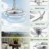 windphoto 24" Waterproof Grey Outdoor Ceiling Fan with Light for Gazebo | IP65 Wet Rated,APP Control,6-Speeds,3CCT Dimmable,Reverse DC Motor,Suitable for 12' x 14' Area,Plug In for Patio,Porch