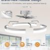 windphoto 23" Low Profile Ceiling Fans with Lights, APP & Remote, Grey | Flush Mount, Dimmable LED, Quiet DC Motor, Reversible, 6 Speeds, Fandelier, for Bedroom