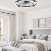 windphoto 26" Ceiling Fans with Lights and Remote, Low Profile Led Fan Light | Flush Mount, Stepless Dimmable Fandelier, 6 Speeds, 3 CCT, Quiet Reversible DC Motor, 2H Timer, Bedroom, Living Room, Black