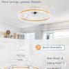 windphoto 24'' Low Profile Ceiling Fans with Lights and Remote, Wood Grain | 3000-6000K Dimmable LED, 6 Wind Speeds, Quiet Reversible DC Motor, Small Flush Mount Fandelier for Bedroom, Living Room