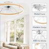windphoto 24'' Low Profile Ceiling Fans with Lights and Remote, Wood Grain | 3000-6000K Dimmable LED, 6 Wind Speeds, Quiet Reversible DC Motor, Small Flush Mount Fandelier for Bedroom, Living Room