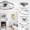 windphoto 24'' Modern Low Profile Ceiling Fans with Lights and Remote, Gray | 3000-6000K Dimmable LED, 6 Wind Speeds, Quiet Reversible DC Motor, Small Flush Mount Fandelier for Bedroom, Living Room