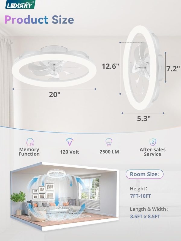 71n7PBy0iEL._AC_SL1500_.jpg windphoto RGB Low Profile Ceiling Fans with Lights and Remote, 20 Inch Dimmable Modern Ceiling Fan(3000K-6000K), 6 Speed, Reversible, APP & Remote Control, Flush Mount Fan Light, White RGB Ceiling Fans