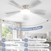 52 Inch Ceiling Fan with Lights and Remote, 30W 12" LED Panel Flush Mount Ceiling Fan, 6-Speed Quiet DC Motor Modern Low Profile Ceiling Fan with Reversible Blades for Bedroom, Living Room, Patio