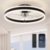 71njcvRmqYL._AC_SL1500_.jpg windphoto 19.7'' Modern Low Profile Ceiling Fans with Lights and Remote,Black | 3000-6000K Dimmable LED, 6 Wind Speeds, Quiet Reversible DC Motor, Small Flush Mount Fandelier for Bedroom, Living Room