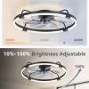 windphoto 26" Ceiling Fans with Lights and Remote, Low Profile Led Fan Light | Flush Mount, Stepless Dimmable Fandelier, 6 Speeds, 3 CCT, Quiet Reversible DC Motor, 2H Timer, Bedroom, Living Room, Black