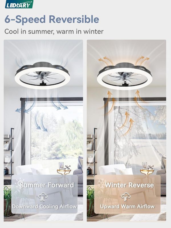 71ooSxlCk5L._AC_SL1500_.jpg windphoto 20 Inch Low Profile Ceiling Fans with Lights and Remote, Dimmable Modern Fan Light(3000K-6000K), 6 Speed, Reversible, APP & Remote Control, Flush Mount Ceiling Fan for Bedroom, Black