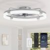 windphoto 24" Ceiling Fans with Lights, Low Profile Fandelier for Bedroom | Flush Mount Fan Light, Stepless Dimmable, App/Remote Control, 3 CCT Led, 6 Speeds, Quiet Reversible DC Motor, Grey