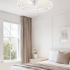 windphoto 22" Low Profile Ceiling Fans with Lights, APP & Remote, White | Flush Mount, Fandelier, 3000K-6000K, Dimmable LED, for Bedroom