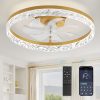windphoto 20" Modern Ceiling Fans with Lights and Remote, Dimmable Low Profile Ceiling Fan, Flush Mount Fan, Stepless Color Temperature Change and 6 Speeds - Gold | Fandelier, Dimmable Low Profile, Flush Mount, Stepless Color Temperature Change, 6 Speeds, Bedroom, Living Room, Kitchen
