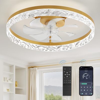 71qN5iRgsL._AC_SL1500_.jpg windphoto 20" Modern Ceiling Fans with Lights and Remote, Dimmable Low Profile Ceiling Fan, Flush Mount Fan, Stepless Color Temperature Change and 6 Speeds - Gold | Fandelier, Dimmable Low Profile, Flush Mount, Stepless Color Temperature Change, 6 Speeds, Bedroom, Living Room, Kitchen