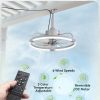 windphoto 20" Waterproof Grey Outdoor Ceiling Fan with Light for Gazebo | IP65 Wet Rated,APP Control,6-Speeds,3CCT Dimmable,Reverse DC Motor,Suitable for 10' x 12' Area,Plug In for Patio,Porch