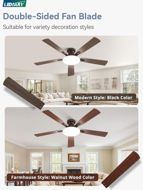 71qaxC5N1rL._AC_SL1500_.jpg windphoto 60 Inch Flush Mount Ceiling Fans with Lights, Remote & APP Control | 3CCT,Stepless Dimmable,Memory Function,Timer,6-speed,Reversible Blade, Quiet DC Motor, Damp-Rated, Living Room, Covered Patio