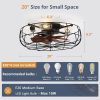 71qjyI416L._AC_SL1500_.jpg windphoto 20" Caged Farmhouse Ceiling Fans with Lights and Remote/App, Black | Flush Mount Bladeless Low Profile, Fandalier Small Rustic, Industrial Enclosed, Quiet & Powerful for Bedroom, Kitchen, Indoor