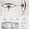 windphoto Ceiling Fan with Light 20" Low Profile Fandelier with Remote Brown | 6 Speeds, Reversible, Dimmable Flush Mount Fan Light, Modern Ceiling Fan with Lights for Bedroom Bladeless