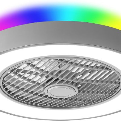 71rXxdeEWcL._AC_SL1500_.jpg windphoto 20 Inch Low Profile Bladeless LED Ceiling Fan Light, Grey RGB | Flush Mount, Modern, 6 Speed Adjustable, 3000-6000K Dimmable, 3000LM, Indoor Bedroom Living Room, Remote/APP Control