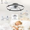 71reTsJe9bL._AC_SL1500_.jpg windphoto 24'' Modern Low Profile Ceiling Fans with Lights and Remote, Black | 3000-6000K Dimmable LED, 6 Wind Speeds, Quiet Reversible DC Motor, Small Flush Mount Fandelier for Bedroom, Living Room