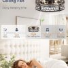 71rf55sCkmL._AC_SL1500_.jpg windphoto 20 Inch Caged Flush Mount Ceiling Fans with Lights, Black Gold | Low Profile, Farmhouse, Bladeless Enclosed Fandelier, Small, 6 Speed, Quiet Reversible DC, Bedroom, Kitchen, Living Room,