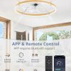 windphoto 24'' Low Profile Ceiling Fans with Lights and Remote, Wood Grain | 3000-6000K Dimmable LED, 6 Wind Speeds, Quiet Reversible DC Motor, Small Flush Mount Fandelier for Bedroom, Living Room