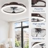 windphoto 20" Ceiling Fans with Lights and Remote for Bedroom, Brown | Low Profile Fan Light, 3000K-6000K Stepless Dimmable Fandelier, 6 Speed, Reversible DC Motor, APP & Remote Control, Low Noice