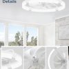 windphoto 24" Ceiling Fans with Lights, Low Profile Fandelier for Bedroom | Flush Mount Fan Light, Stepless Dimmable, App/Remote Control, 3 CCT Led, 6 Speeds, Quiet Reversible DC Motor, White