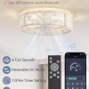 windphoto 20" Caged Farmhouse Ceiling Fan with Light, Flush Mount, White Gold | Remote&APP Control, Small Low Profile, Rustic Fandaliers, Industrial Bladeless Enclosed, Powerful Motor for Bedroom, Kitchen