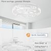 windphoto 24" Low Profile Ceiling Fans with Lights, APP & Remote, White | Flush Mount, Fandelier, 3000K-6000K, Dimmable LED, for Bedroom